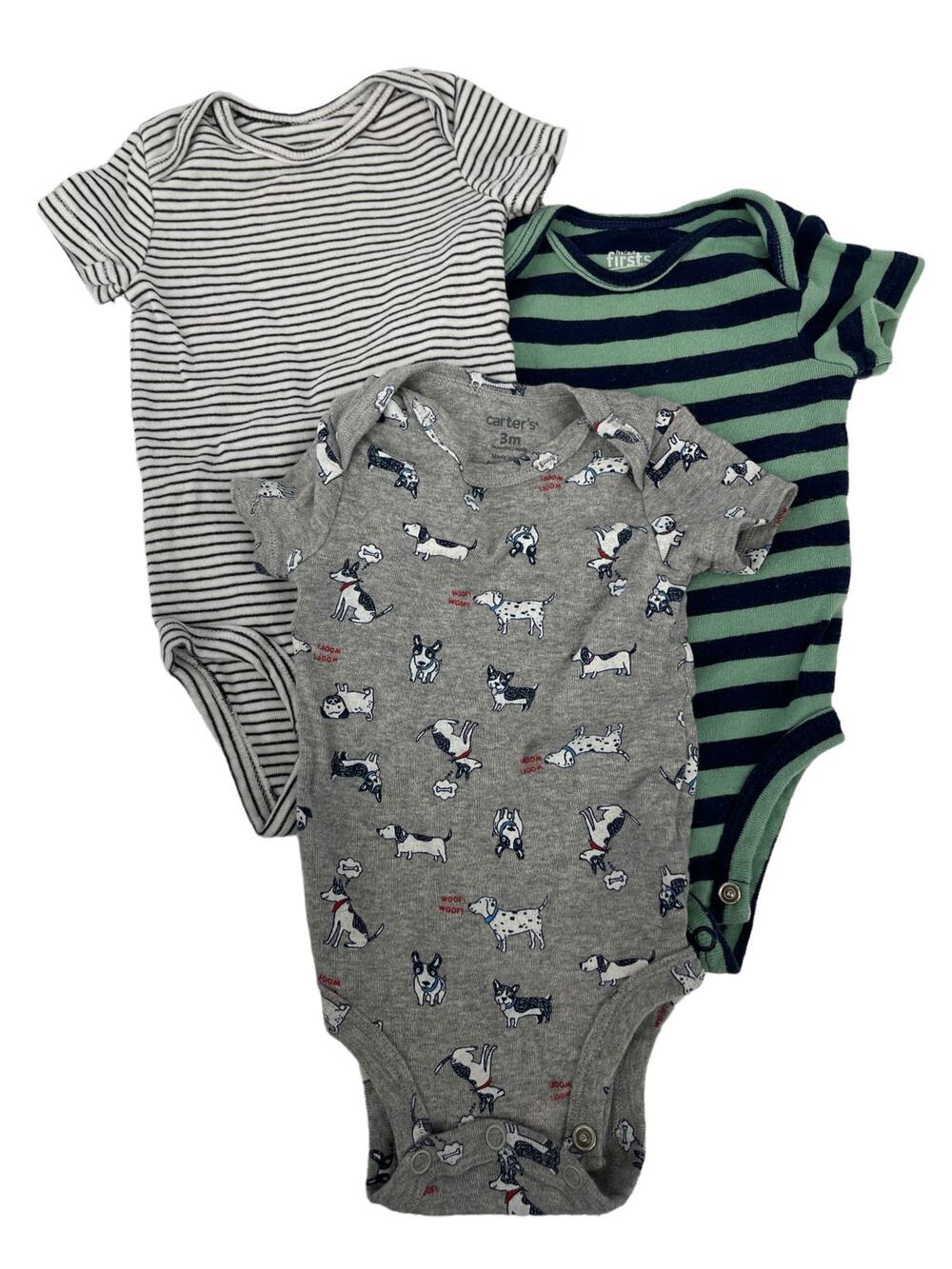Carter's Bundle Lot of 3 Short Sleeve One-Piece Bodysuits Baby's Size 3 Months